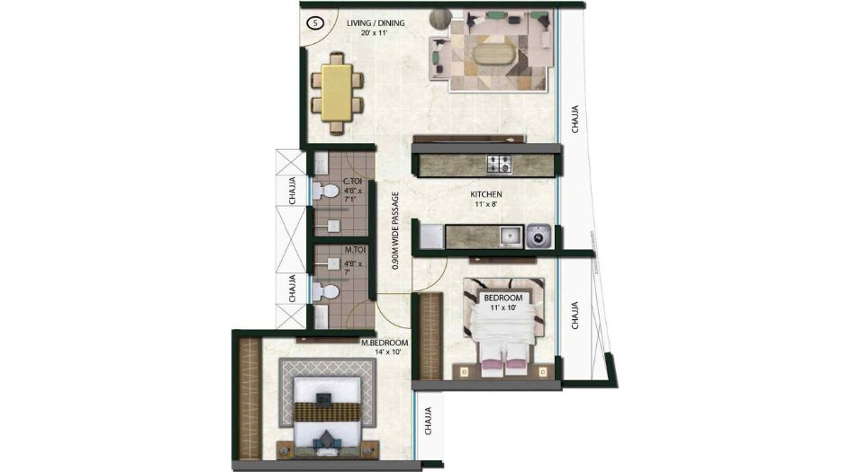 Tricity-Aspire-Floor-Plan-2-BHK 2